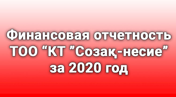 Финансовая отчетность ТОО ''КТ ''Созақ-несие'' за 2020 год
